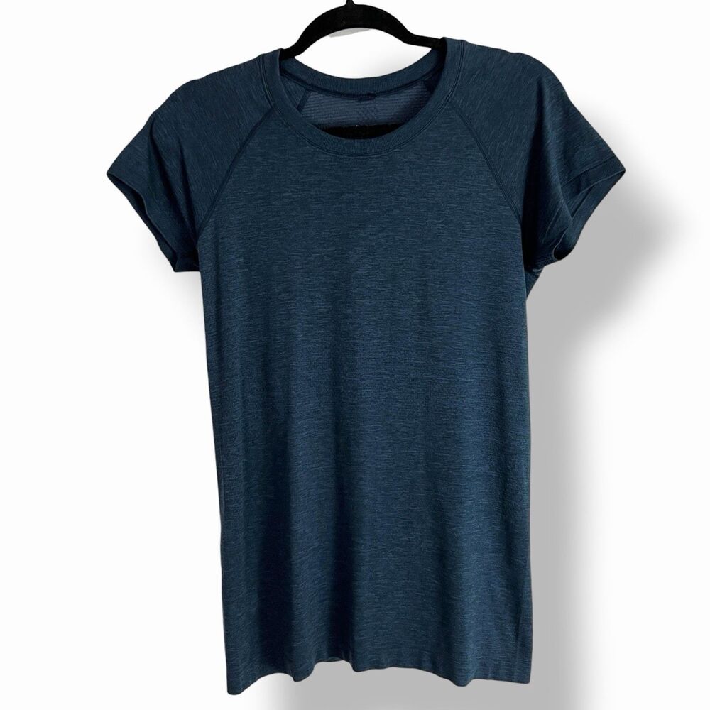 Lululemon Swiftly Tech Short Sleeve Crew Workout Shirt Heathered Blue 10